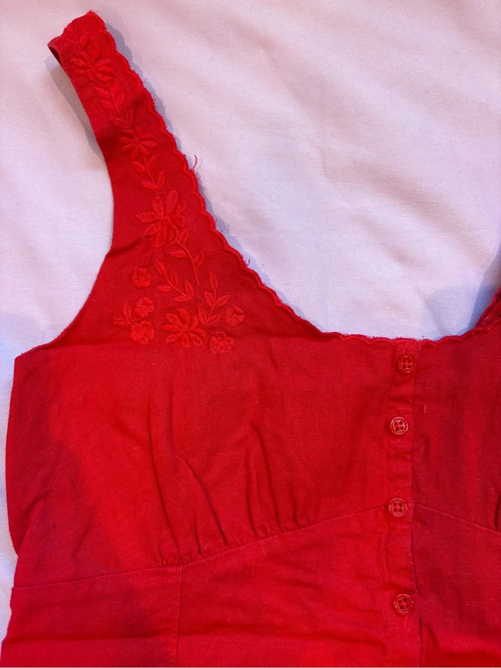 Red Embroidered Tank - Picture 2 of 4